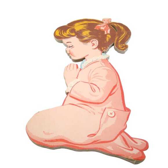 Dolly Toy Praying Children Mid Century Decor, Wall Hangings Vintage Nursery or C - Picture 2 of 4